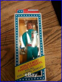 Vintage Ideal BRAND NEW 1976 Evel Knievel Action Figure With Helmet blue Outfit