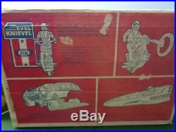 Vintage Ideal Evel Knievel Jet Cycle With Box and Nice Figure. Decals Etc