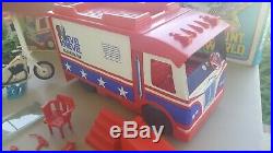 Vintage Ideal Evel Knievel Scramble Van and box / Stunt World / figure and cycle