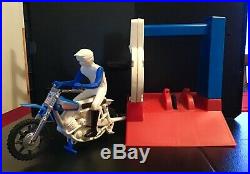 Vintage Ideal Evel Knievel Stunt Cycle Dirt Bike with Launcher & Figure VERY RARE
