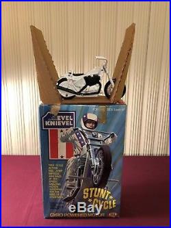 Vintage Ideal Evel Knievel Stunt Cycle & Launcher Toys Evil Action Figure with Box