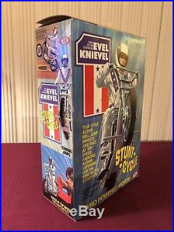 Vintage Ideal Evel Knievel Stunt Cycle & Launcher Toys Evil Action Figure with Box