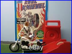 Vintage Ideal Evel Knievel Stunt Cycle With Nice Figure. Decals Etc