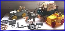 Vintage Ideal Roy Rogers Chuck Wagon, Grey & Yellow Jeeps, Figures, Accessories