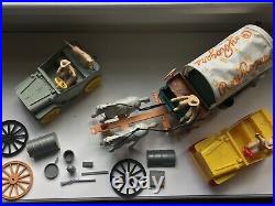 Vintage Ideal Roy Rogers Chuck Wagon, Grey & Yellow Jeeps, Figures, Accessories