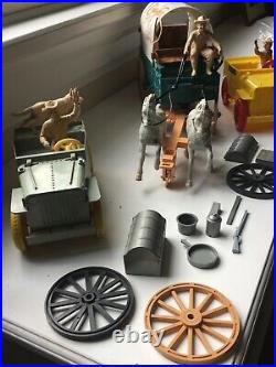 Vintage Ideal Roy Rogers Chuck Wagon, Grey & Yellow Jeeps, Figures, Accessories