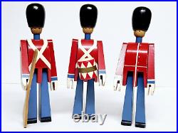 Vintage Kay Bojesen Danish Wooden Toy Soldier Set of 3 Royal Guards Denmark