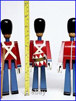 Vintage Kay Bojesen Danish Wooden Toy Soldier Set of 3 Royal Guards Denmark