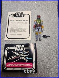 Vintage Kenner Star Wars Boba Fett Figure With Mail Away Note & Toy Booklet 1979