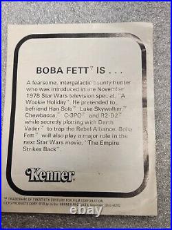 Vintage Kenner Star Wars Boba Fett Figure With Mail Away Note & Toy Booklet 1979