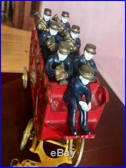 Vintage Kenton Cast Iron Overland Circus Horse Drawn Band Wagon Toy with 9 Figures