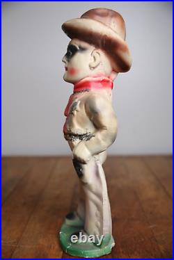 Vintage LONE RANGER Chalkware Figure Masked Cowboy statue toy carnival prize hat