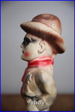 Vintage LONE RANGER Chalkware Figure Masked Cowboy statue toy carnival prize hat
