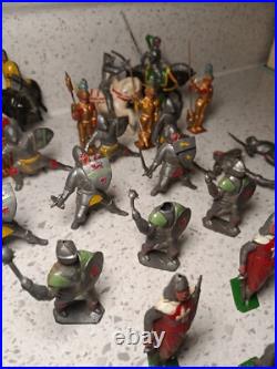 Vintage Lead Toy Knight England Johillco Charbens Lot Of 24 Figures
