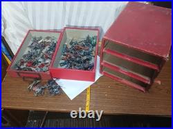 Vintage Lead Toy Soldier Lot Various Makers Antique Huge Collection Plus Case