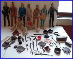 Vintage Lot 1960s Marx Toy Geronimo (8) Figures With Accessories