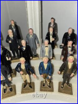 Vintage Marx 36 Labeled US President Figurines Set with Stand & Pillars Complete
