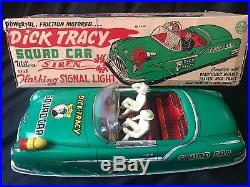 Vintage Marx Large Dick Tracy Squad Tin Litho Friction Car Toy with Box & Figures