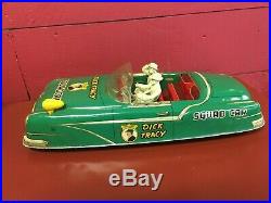 Vintage Marx Large Dick Tracy Squad Tin Litho Friction Car Toy with Figures