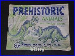 Vintage Marx Prehistoric Playset Dinosaur 52 Figure Lot Booklet Green Gray Brown