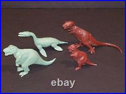 Vintage Marx Prehistoric Playset Dinosaur 52 Figure Lot Booklet Green Gray Brown