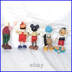 Vintage Marx Toys Disney Geppetto Pinocchio Mickey Mouse Jiminy Bendable Figures