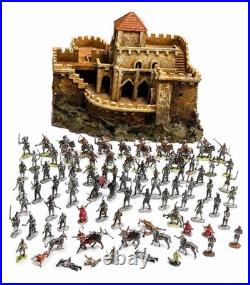 Vintage Medieval Castle Diorama 68 Metal Toy Soldiers Cavalry Military Army Lot