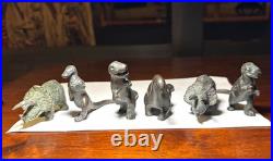 Vintage Mid-Century Cast Metal Dinosaur Figurines Lot of 6 SRG Sell Rite Style