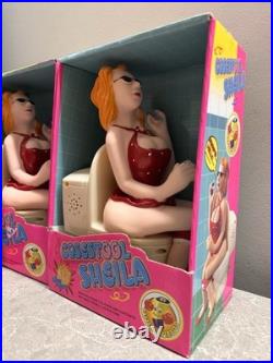 Vintage NOS Plastic Funny Action Toy Busy Lady Toilet Action Toy