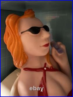 Vintage NOS Plastic Funny Action Toy Busy Lady Toilet Action Toy