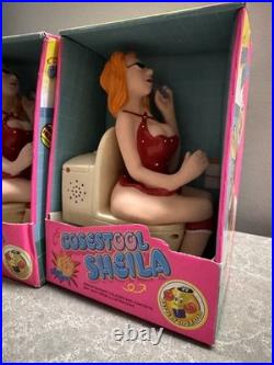 Vintage NOS Plastic Funny Action Toy Busy Lady Toilet Action Toy