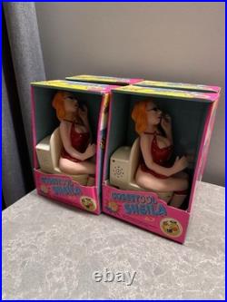 Vintage NOS Plastic Funny Action Toy Busy Lady Toilet Action Toy