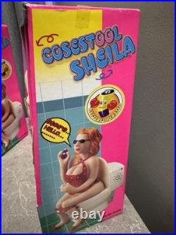 Vintage NOS Plastic Funny Action Toy Busy Lady Toilet Action Toy