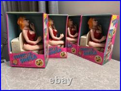 Vintage NOS Plastic Funny Action Toy Busy Lady Toilet Action Toy