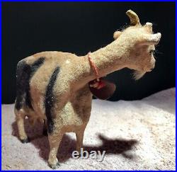 Vintage Norwegian Haukeli Mountain Goat Flocked Composition Figure Toy c 1950's