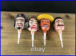 Vintage Rare Lot Of 4 Brain Suckers Toy Figures/lollipops Head Opens/eyes Move