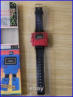 Vintage Rare POPY China Quartz Transformer Watch Micro Robot with Box Toy Red