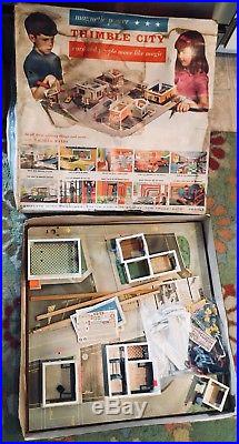 Vintage Remco Thimble City Play set Cars Figures Original Box Instructions 1964