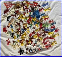 Vintage Rubber Plastic Cowboys Indians Figure Collection LOT 1960's Animals Mix