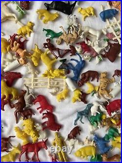 Vintage Rubber Plastic Cowboys Indians Figure Collection LOT 1960's Animals Mix