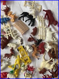 Vintage Rubber Plastic Cowboys Indians Figure Collection LOT 1960's Animals Mix