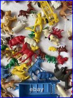 Vintage Rubber Plastic Cowboys Indians Figure Collection LOT 1960's Animals Mix