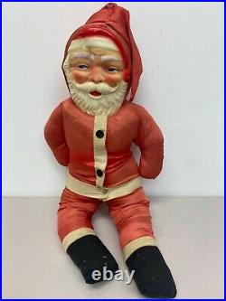 Vintage Santa Claus Doll Cloth Celluloid Face Stuffed 27 Christmas Toy Display