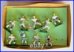 Vintage Shackman Little Leaguer Baseball Set Japan Metal Figures Boxed No 3671