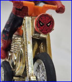 Vintage Spiderman Motorcycle 1973 Toy Figurine Azrak Hamway Intl