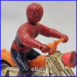 Vintage Spiderman Motorcycle 1973 Toy Figurine Azrak Hamway Intl