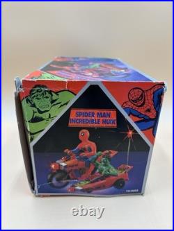 Vintage Tam Toys Spider-man And Hulk Motorized Motorcycle From 1976