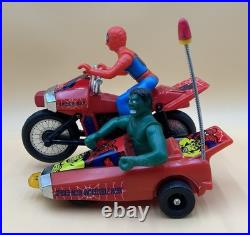 Vintage Tam Toys Spider-man And Hulk Motorized Motorcycle From 1976