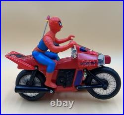 Vintage Tam Toys Spider-man And Hulk Motorized Motorcycle From 1976
