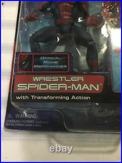 Vintage Toy Biz 2002 Marvel Spider-Man movie figure wrestler Spider-Man On Card